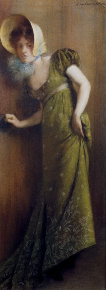 Donna elegante in un vestito verde